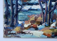 Impressionist Woodstock December landscape John W Bentley 1880-1951, listed NY