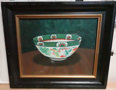 FRANCOISE CHINESE BOWL ORIGINAL OIL ON CANVAS PAINTING