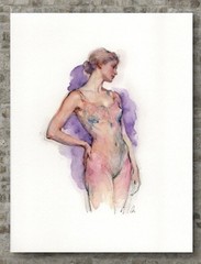 Original Classical Watercolor 8×10 Painting Female Figure
