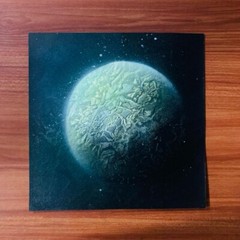 Emerald Enigma- Handcrafted Spray Painted Planet Art on Paper