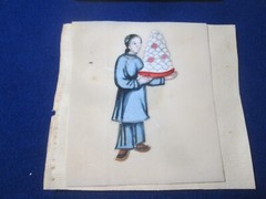 Vintage (8) Oriented hand painted figurine on paper colored portrait art 3″ X 3″