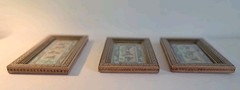 3 Vintage Persian Miniature Painting Khatam Marquetry Frame Hunting Chovgan Art