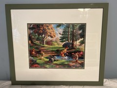 DISNEY Thomas Kinkade Winnie the Pooh and friends framed & matted