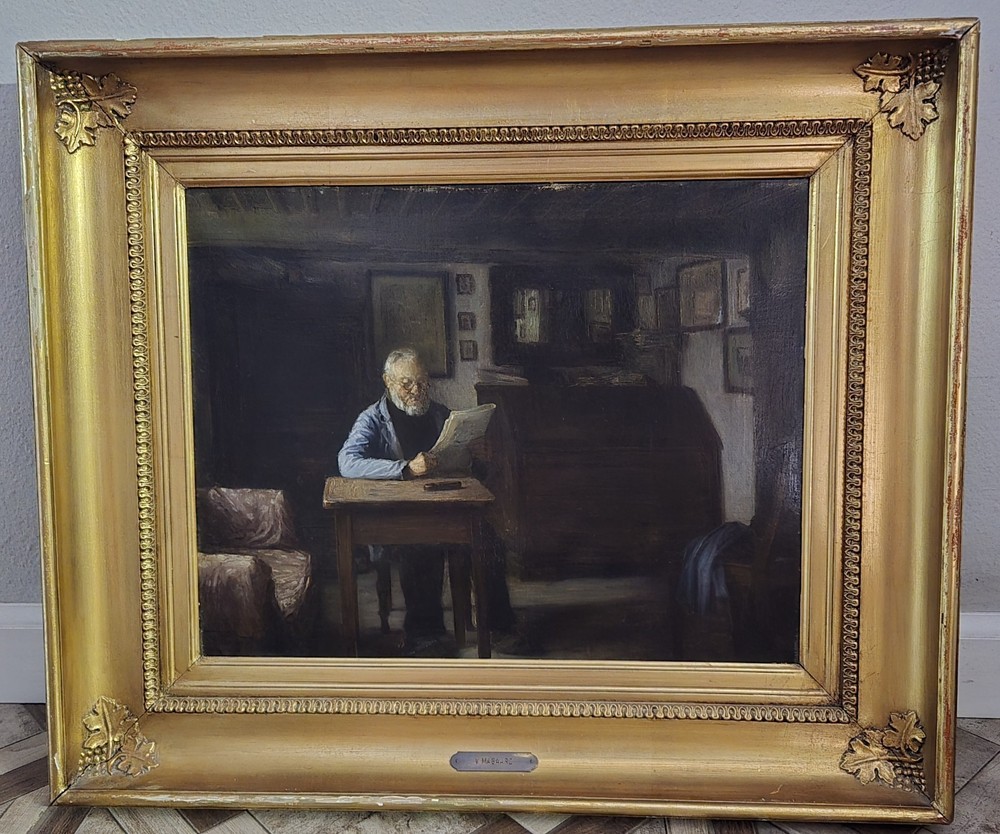 V. MAGAARD Oil Painting Canvas -13″ x 17″ framed 19,5″ x 23″