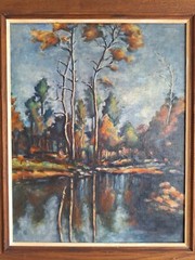 Landscape Oil Painting on Canvas signed with monogram CEB