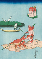 Ukiyo-e woodblock print Reprint Edition Utagawa Kuniyoshi 金魚づくし いかだのり #493