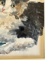 Original Watercolor Cat Painting – Framed 15.5″ x 18.5″
