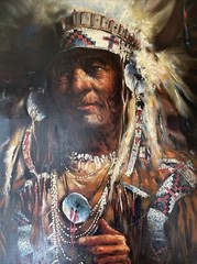 Original 1972 Western Oil Painting Listed Artist Buck McCain, Chief Brave Eagle