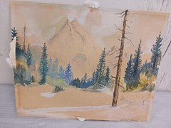 Original Watercolor Signed And Dated mountain landscape