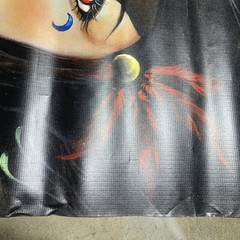 Vintage Oil Painting on Black Framed Wolf Lady Face Ortiz Mexico