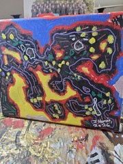 8X10 Ultra Contemporary Abstract Acrylic Repainting On Stretched Canvas