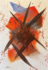 Original Abstract Painting on Paper 9×12 Expressionist Art Color Study