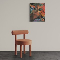 Vintage Expressionist Fauvist Portrait of Reclining Nude Male (Oil on Canvas)