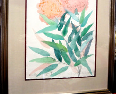 1989 MAUI HAWAII artist MARGARET BEDELL WATERCOLOR ARTWORK- FAMILLE VERTE III