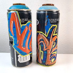 NIMBUS TWO Paintings on Upcycled Spray Paint Cans Original Graffiti Style OOAK