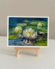 ACEO Original White Lotus #36 Landscape Oil Painting Collectable Art 2.5×3.5 in
