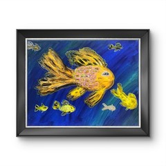 Golden Fish Fantail Original Acrylic Painting 11×14 Underwater Fantasy Ocean Art