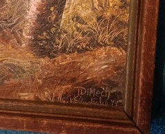 VINTAGE JOHN DIMECH ACRYLIC PAINTING on HARDBOARD AUSTRALIAN OUTBACK GRASS TREES