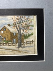 Alma Strause (1902 – 1995) „Farm In Winter Landscape“ WC Painting-Signed/Framed