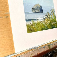 8×8 PNW Original Oil Painting Oregon Seascape Cannon Beach Coastal Ocean Signed