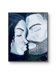 Black Love Art Painting Original African American Couple Canvas Wall Decor 16×20