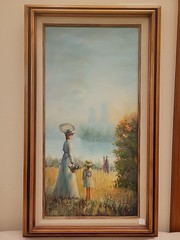 OIL PAINTING by Jan Reynold Signed in Wooden Frame Woman Lake City .