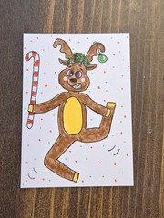 ACEO Original Reindeer Shenanigans Cartoon Watercolor Painting