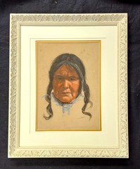 Original Hopi Indian Portrait Gaell Lindstrom (1919-2009) Framed Signed Listed