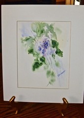 Original watercolor weeping violets signed matted 8 x 10.5 inches