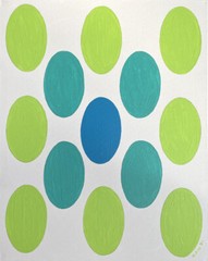 Abstract 26, Green, Oval, Original Acrylic Painting, Signed, 16×20 inch, Art