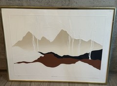 Serene Peaks: Minimalist Mountain Landscape Art – Framed Elegance/Modern