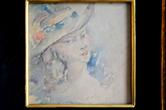 ANTIQUE SMALL PAINTING FRENCH MARIE LAURENCIN AVANT GARDE WOMAN’S PORTRAIT