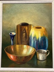 Vintage Still Life Painting Realism Arts And Crafts Sculpture Raymond Bayless