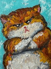 Ginger Cat Original Art Small Wall Art on Canvas Impasto Artwork Orange Cat Art