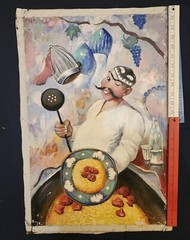 Russian/Uzbek Impressionist oil painting „Cook“ signed, 2022 23.5X15.5