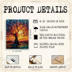RTVJTERQ Neutral Canvas Art 8×10, Mosaic Tree of Life Abstract Oil Landscape 17