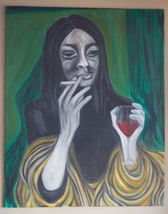„Woman with Wine“ Direct from Artist – Portrait Original Oil Painting 24 X 36