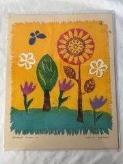 Folk Art Sun Lit Garden by Marco and Gloria Vancouver Island Fabric- Hand Block