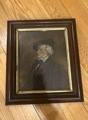 Antique Portrait Painting Framed Composer Wilhelm Richard Wagner Signed 1918