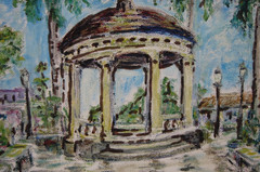 Original Hecto Vidal Oil Painting Glorieta Parque Guanajay Pinar Rio, Cuba 14×11