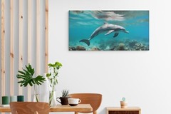Dolphin Ocean Photo Print Art, Coral Reef Picture Wall Decor, Landscape Print