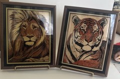 Rare 2 Framed Reverse On Glass Tiger& Lion Lulu’s Inc Vintage 77 Wall Art Retro