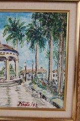 Original Hecto Vidal Oil Painting Glorieta Parque Guanajay Pinar Rio, Cuba 14×11