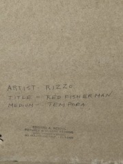 ANTHONY RIZZO VINTAGE MODERN ABSTRACT CUBIST CUBISM OIL PAINTING RED FISHERMAN