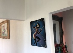 Batman Catwoman Selina Kyle Comic Book Black Velvet oil painting art