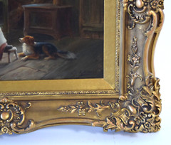 Finely Framed Signed Realistic Oil Painting by Alexander Austen Mother Child Dog
