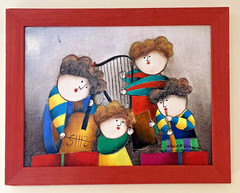 Vintage J. Roybal Canvas Painting Framed Music Children Quartet 12×15 1970s