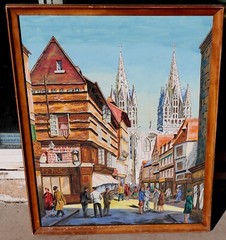ANDREW BERRICK Mid Century Old Sector of Paris Village Scene watercolor/gouache
