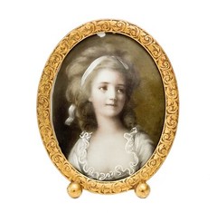 Miniature Portrait Painting Porcelain Plaque of a Woman, Framed