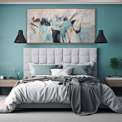 Large Modern Minimalist Canvas Art – Colorful Abstract Wall Decor 29×58 Inch